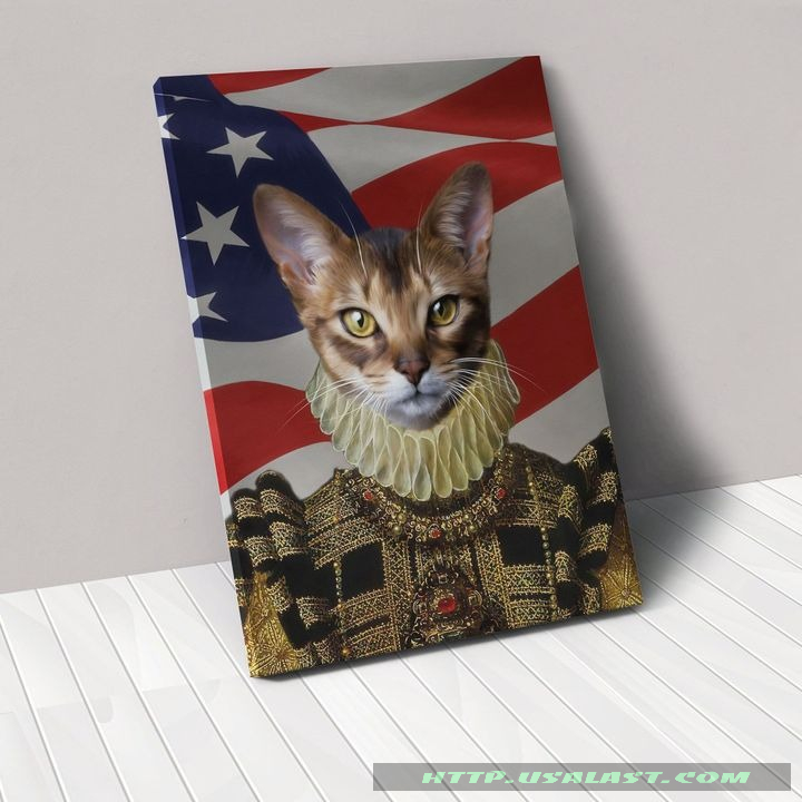 The Dame American Flag Personalized Pet Image Poster Canvas