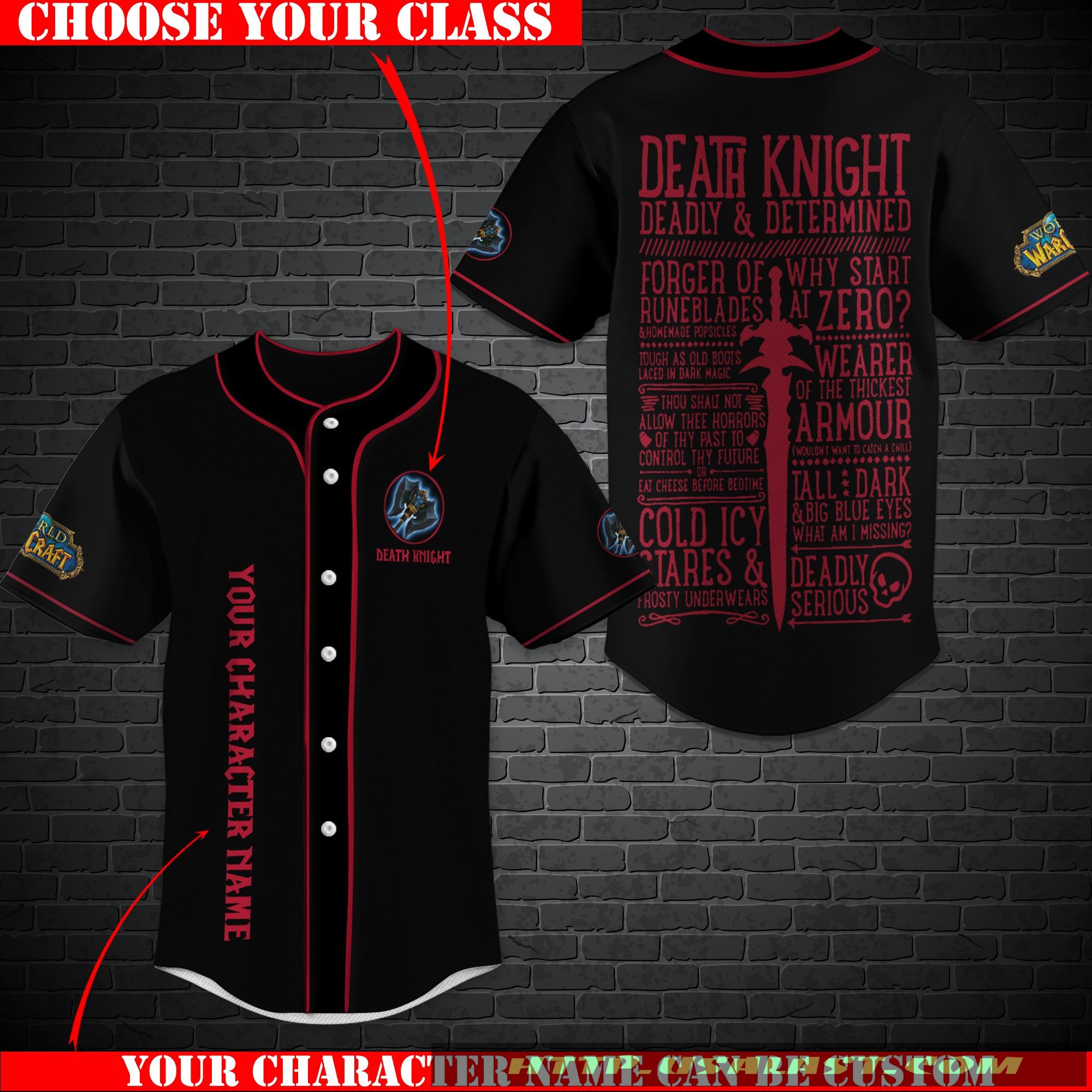 Trending Personalized World of Warcraft Death Knight Class Baseball Jersey Shirt