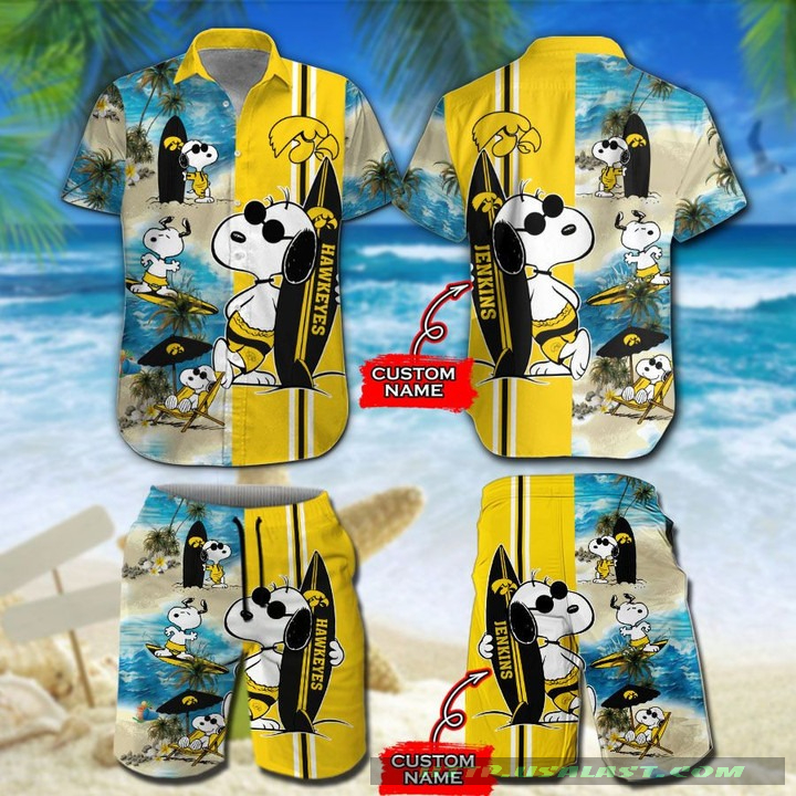 Perfect – Personalized Iowa Hawkeyes Snoopy Surfing Hawaiian Shirt