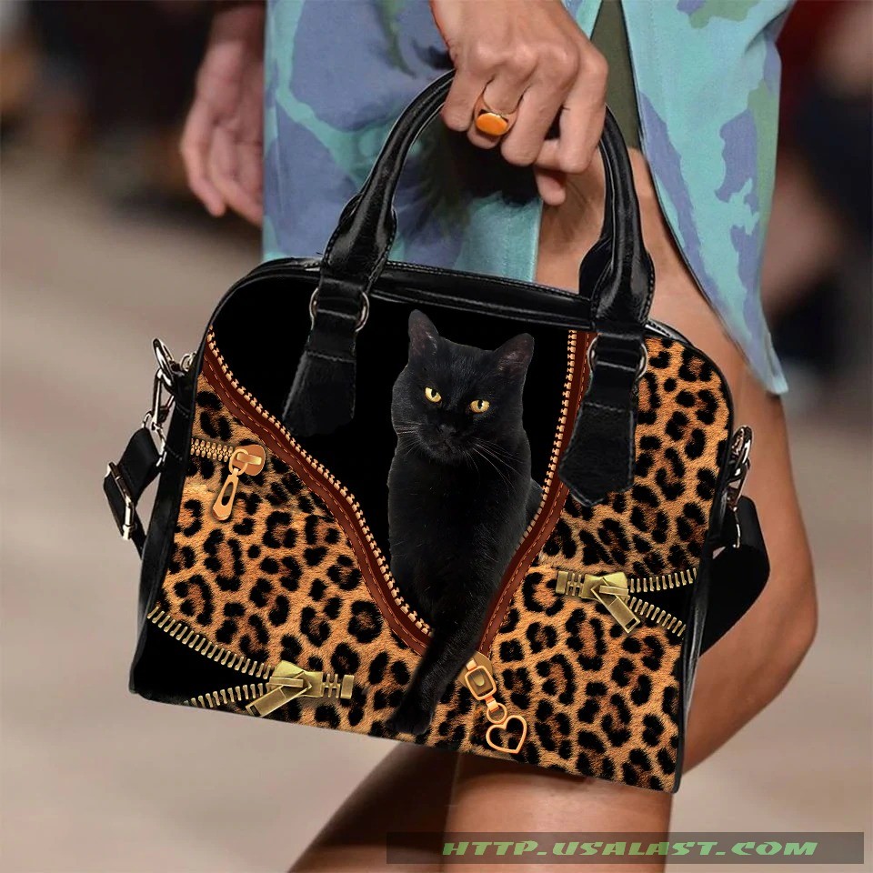 [Trending] Black Cat Leopard Texture Shoulder Handbag