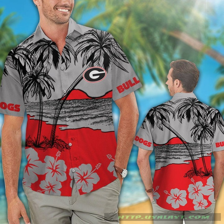 NEW Georgia Bulldogs Hibiscus Hawaiian Shirt Beach Short