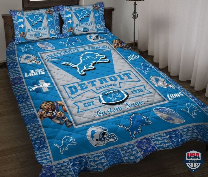 Nice Detroit Lions NFL Logo History Personalized Bedding Set