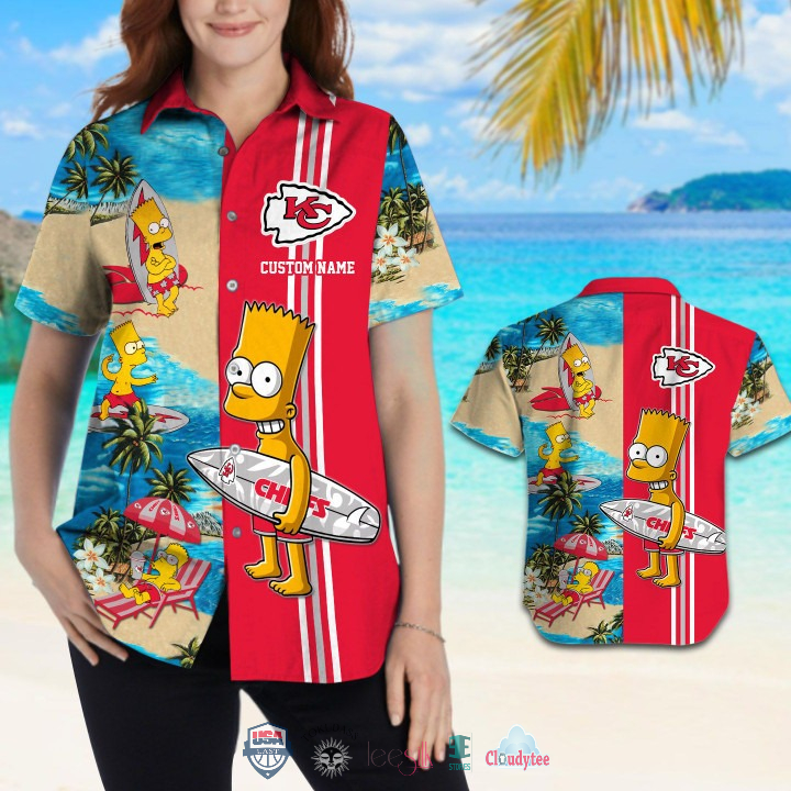 Top Rate Custom Name Kansas City Chiefs Bart Simpson Hawaiian Shirt