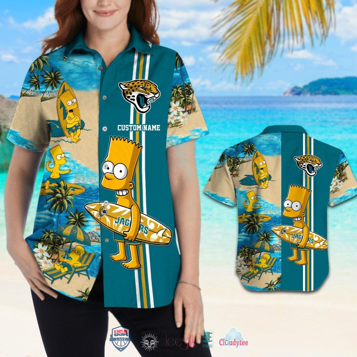 Top Hot Custom Name Jacksonville Jaguars Bart Simpson Hawaiian Shirt