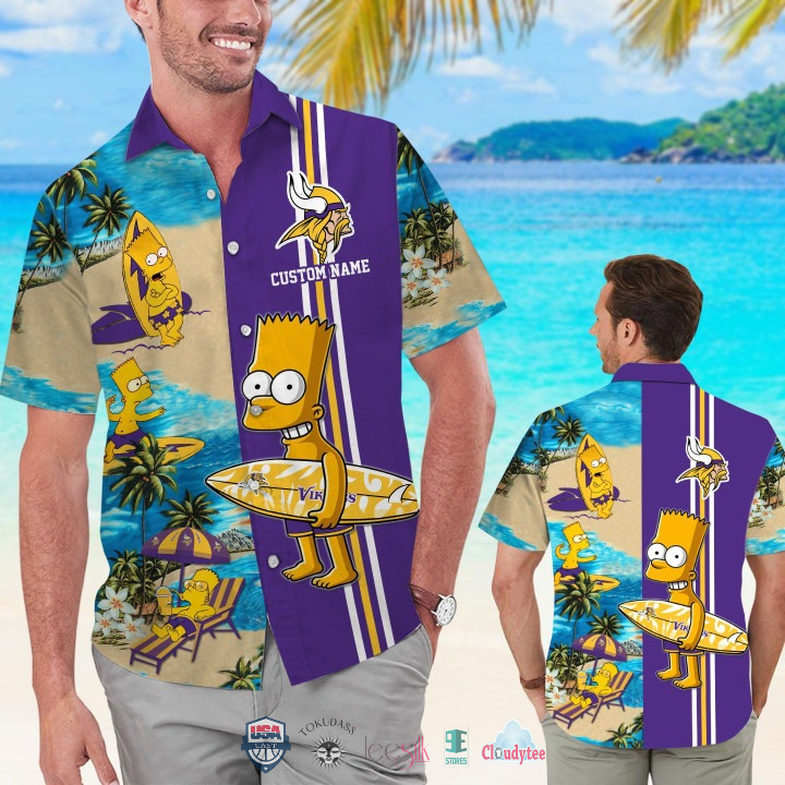 Ultra Hot Custom Name Minnesota Vikings Bart Simpson Hawaiian Shirt