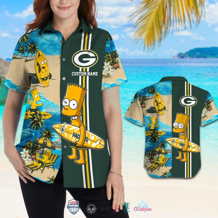 Top Rate Custom Name Green Bay Packers Bart Simpson Hawaiian Shirt