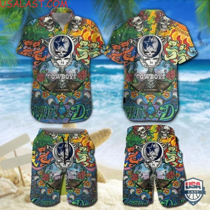 High Quality NFL Dallas Cowboys Grateful Dead Bears Hawaiian Shirt And Shorts