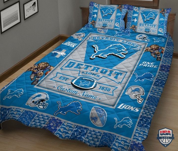 Nice Detroit Lions NFL Logo History Personalized Bedding Set