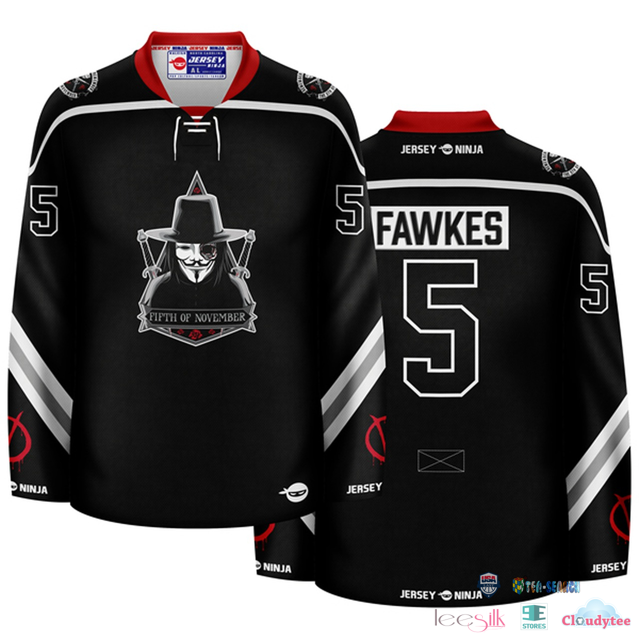 Amazing 5th of November Fawkes Custom Number Hockey Jersey