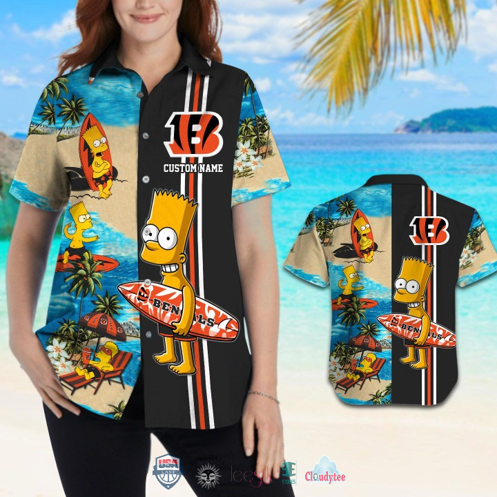 Top Finding Custom Name Cincinnati Bengals Bart Simpson Hawaiian Shirt