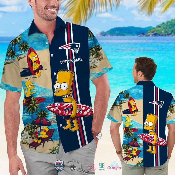 Unique Custom Name New England Patriots Bart Simpson Hawaiian Shirt