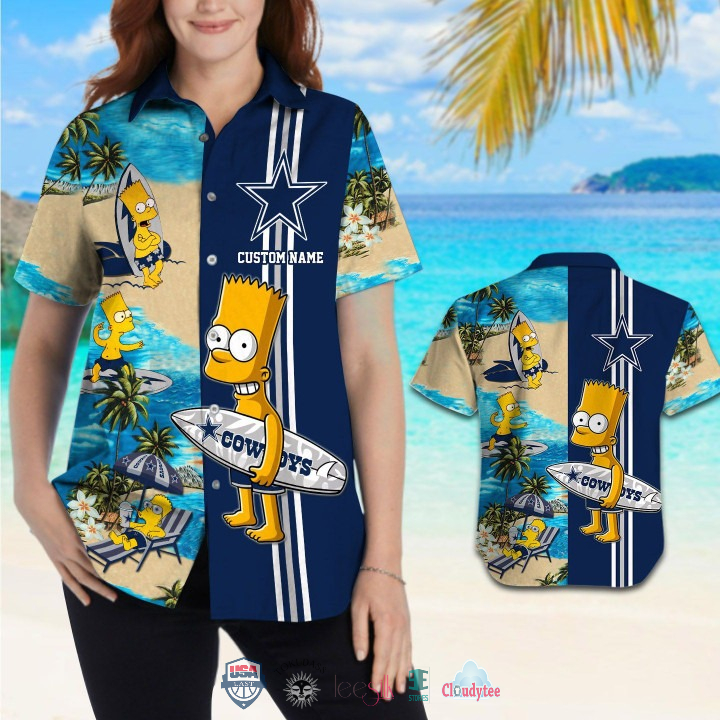 Up to 20% Off Custom Name Dallas Cowboys Bart Simpson Hawaiian Shirt