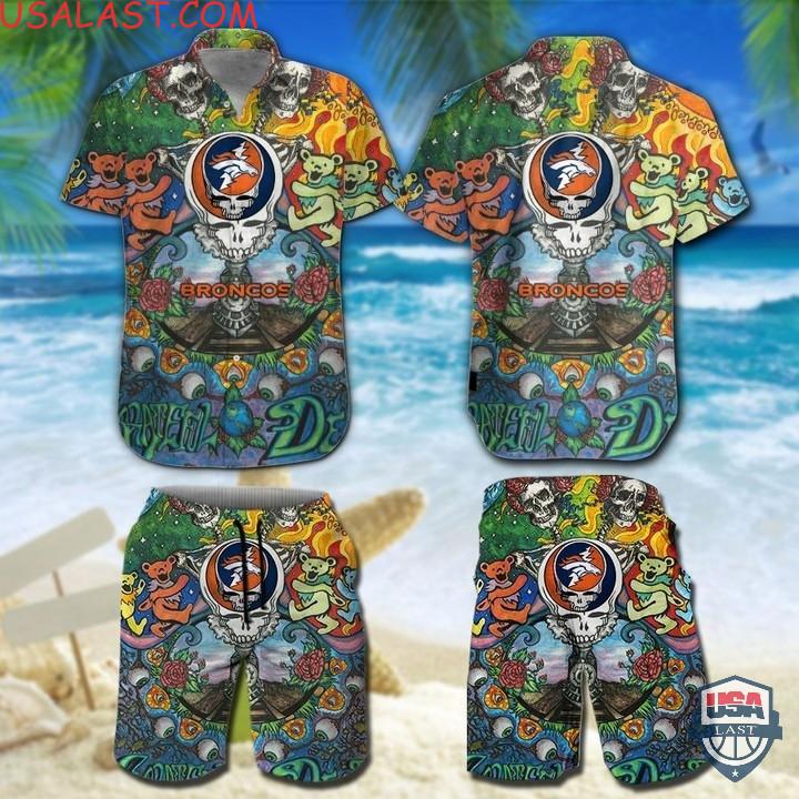 Cool NFL Denver Broncos Grateful Dead Bears Hawaiian Shirt And Shorts