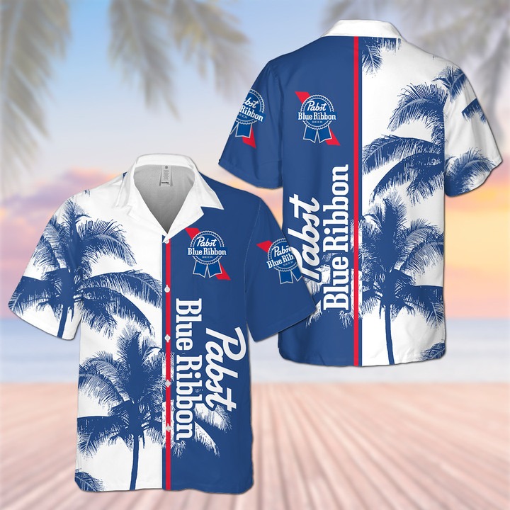 Top Rate Pabst Blue Ribbon Palm Short Sleeve Aloha Shirt