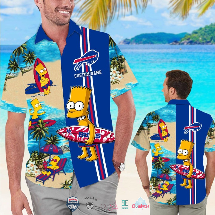 Official Custom Name Buffalo Bills Bart Simpson Hawaiian Shirt