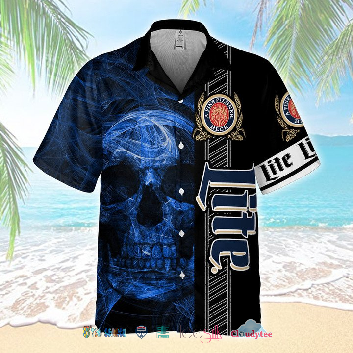 Best Gift Miller Lite Beer Smoke Skull Hawaiian Shirt