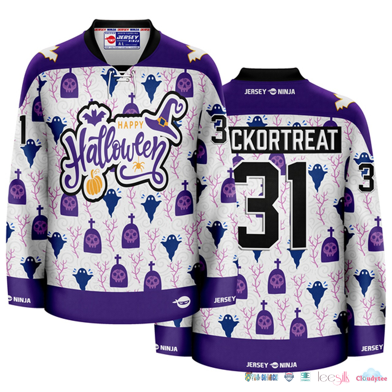 New Halloween Emblazoned Ghosts Customize Hockey Jersey