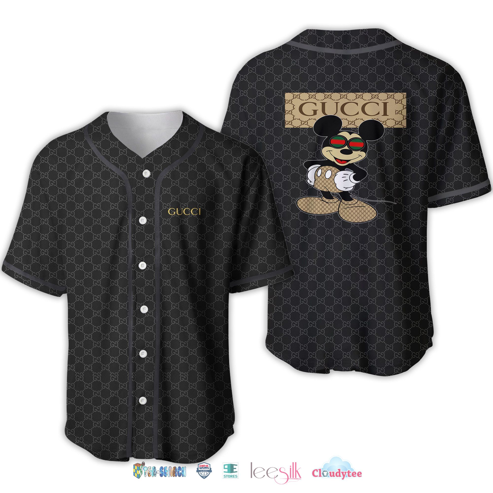 Low Price Gucci And Mickey Baseball Jersey Shirt