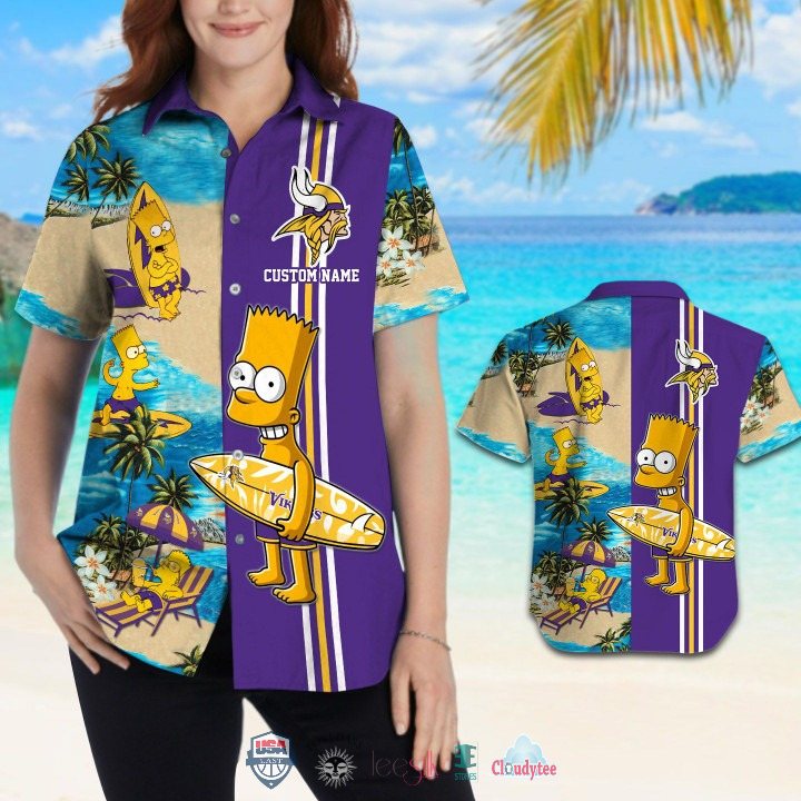 Ultra Hot Custom Name Minnesota Vikings Bart Simpson Hawaiian Shirt