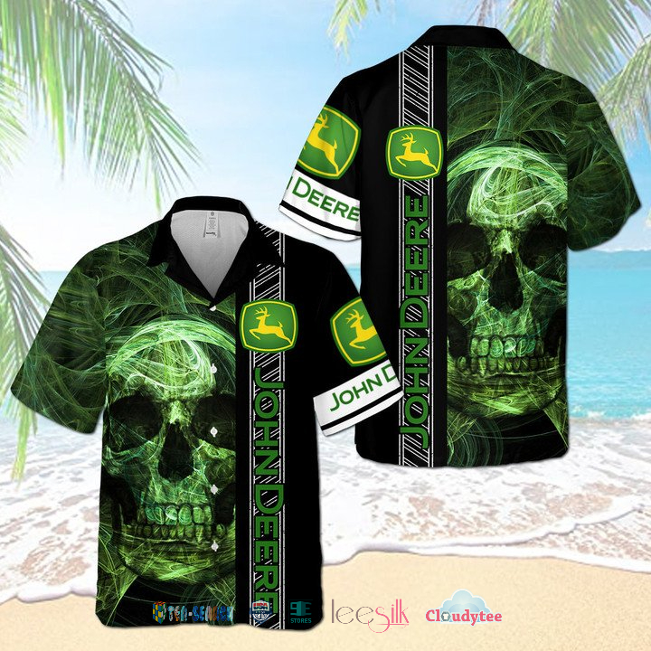 Top Hot John Deere Smoke Skull Hawaiian Shirt