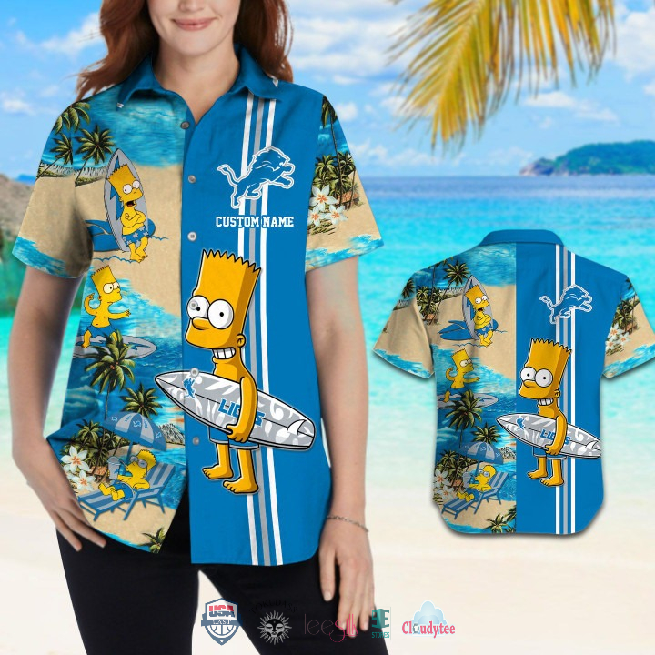 Top Finding Custom Name Detroit Lions Bart Simpson Hawaiian Shirt
