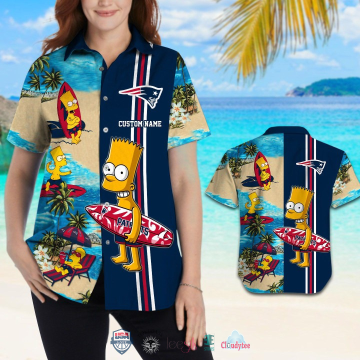 Unique Custom Name New England Patriots Bart Simpson Hawaiian Shirt