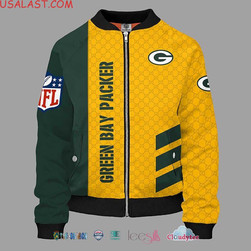 Beautiful Gucci Green Bay Packers NFL Bomber Jacket