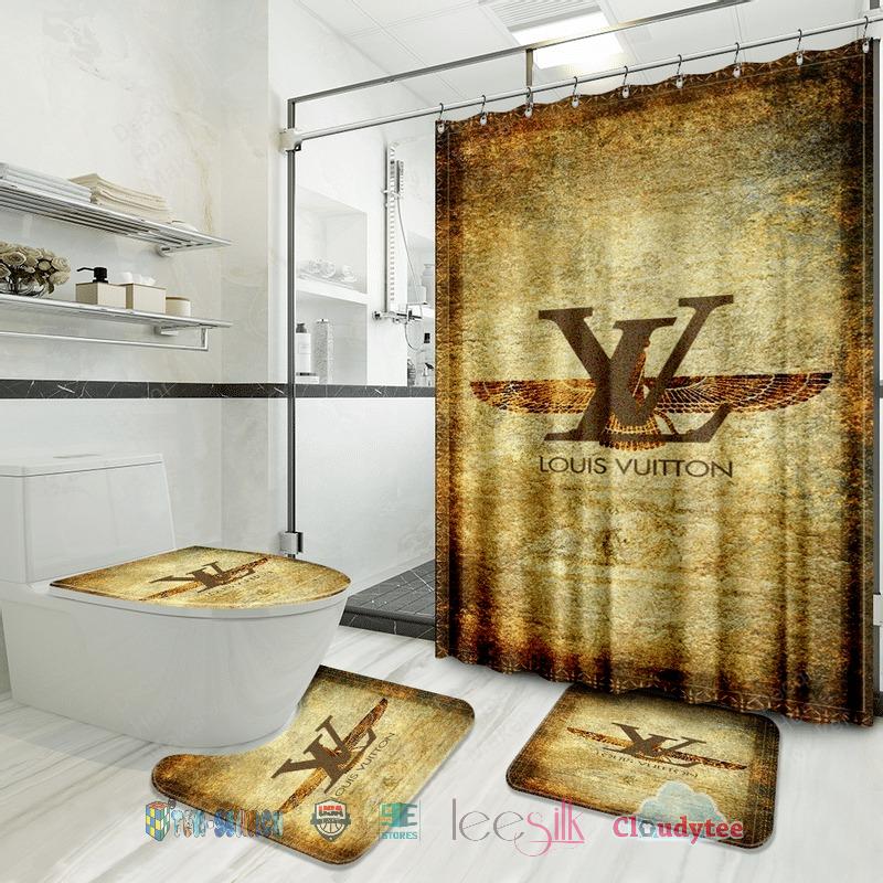 Best Selling Louis Vuitton Luxury Bathroom Set Shower Curtain Style 15