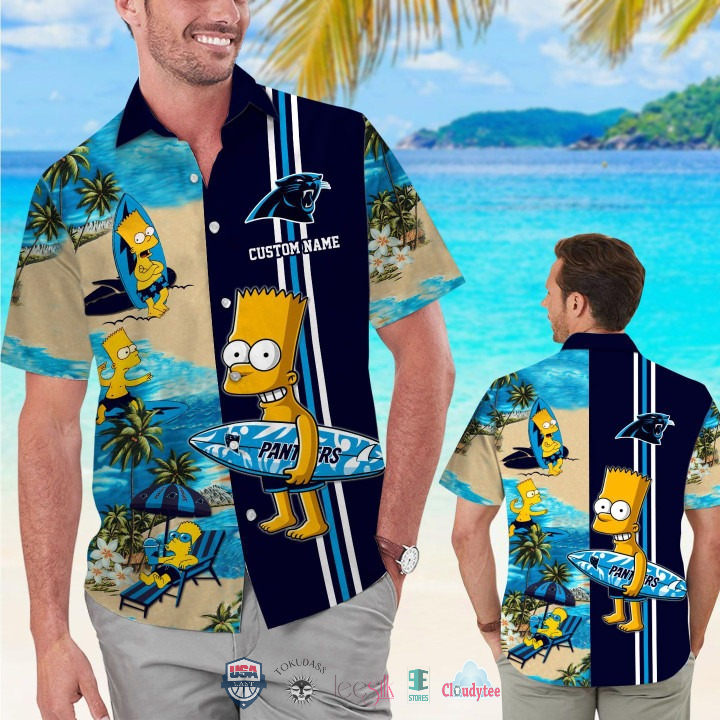 Premium Custom Name Carolina Panthers Bart Simpson Hawaiian Shirt