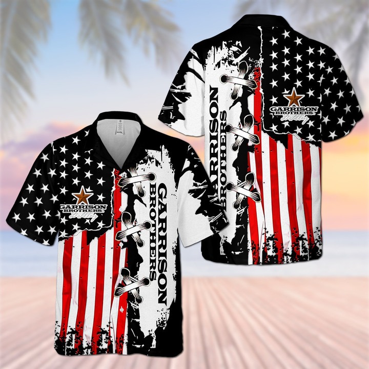 New Fashion Garrison Brothers American Flag Hawaiian Shirt