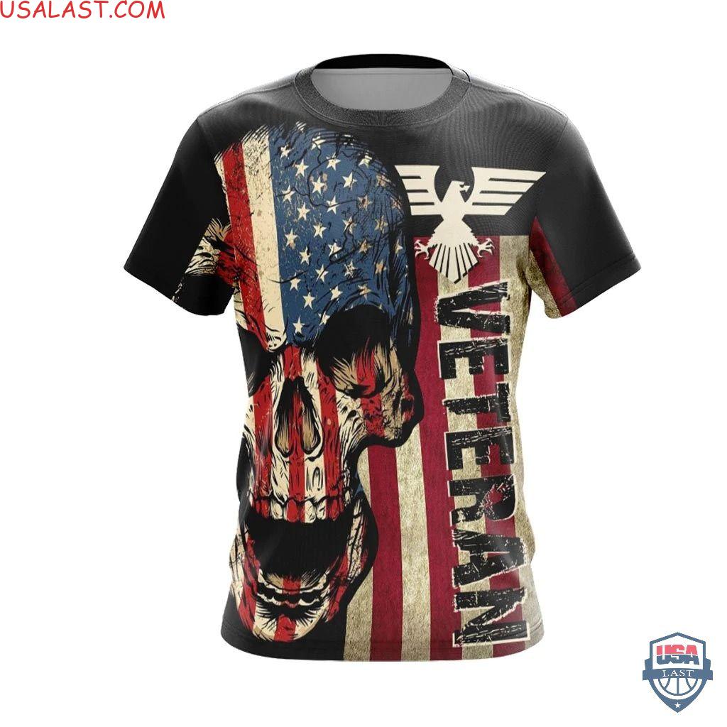 Low Price Veteran Skull US Flag Unisex 3D Hoodie T-shirt