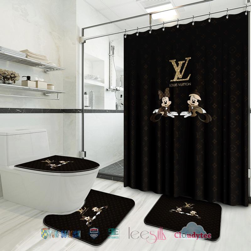 Saleoff Louis Vuitton Mickey Minnie Bathroom Set Shower Curtain Style 57