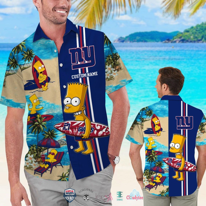 Perfect – Custom Name New York Giants Bart Simpson Hawaiian Shirt