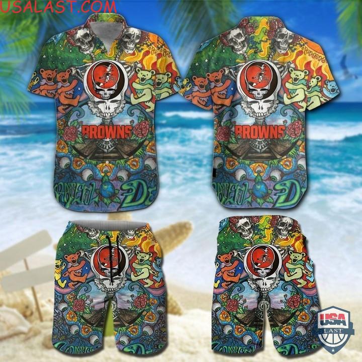 New Fashion NFL Cleveland Browns Grateful Dead Bears Hawaiian Shirt And Shorts