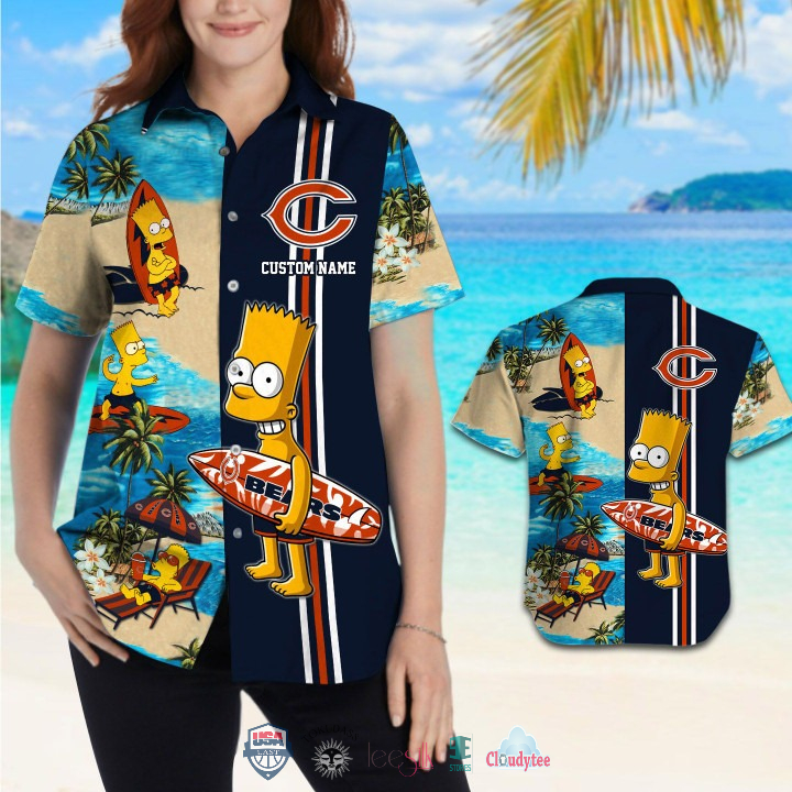 Perfect – Custom Name Chicago Bears Bart Simpson Hawaiian Shirt