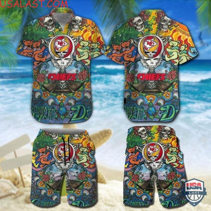 New Fashion NFL Kansas City Chiefs Grateful Dead Bears Hawaiian Shirt And Shorts