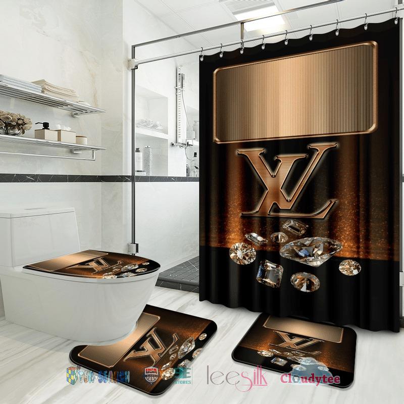 Best Selling Louis Vuitton Luxury Bathroom Set Shower Curtain Style 15