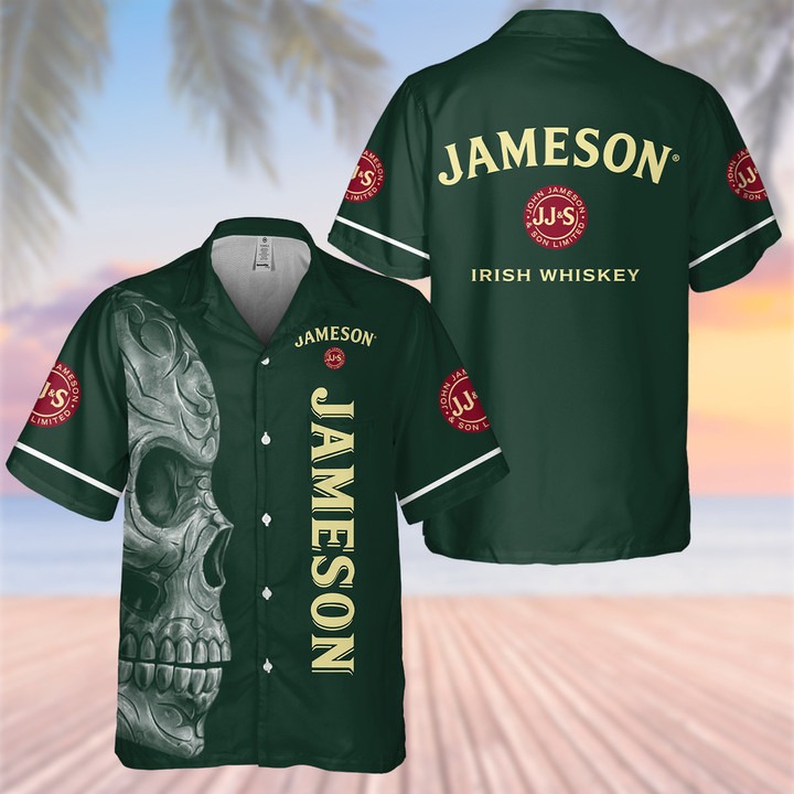 Available Jameson Irish Whiskey Skull Aloha Shirt