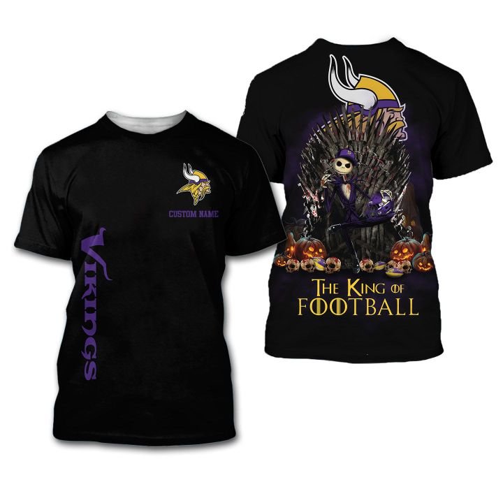 Minnesota Vikings The King Of Football Custom Name 3D All Over Print Shirt