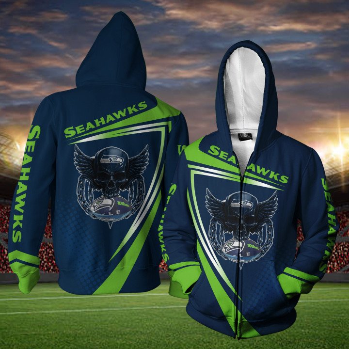 Seattle Seahawks NFL Skull Sporty 3D All Over Print Shirt