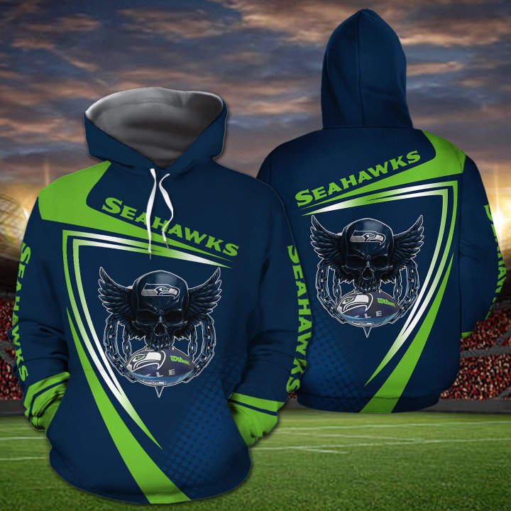 Seattle Seahawks NFL Skull Sporty 3D All Over Print Shirt