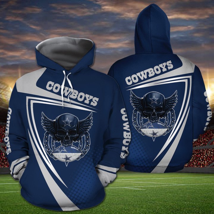 Dallas Cowboys NFL Skull Sporty 3D All Over Print Shirt