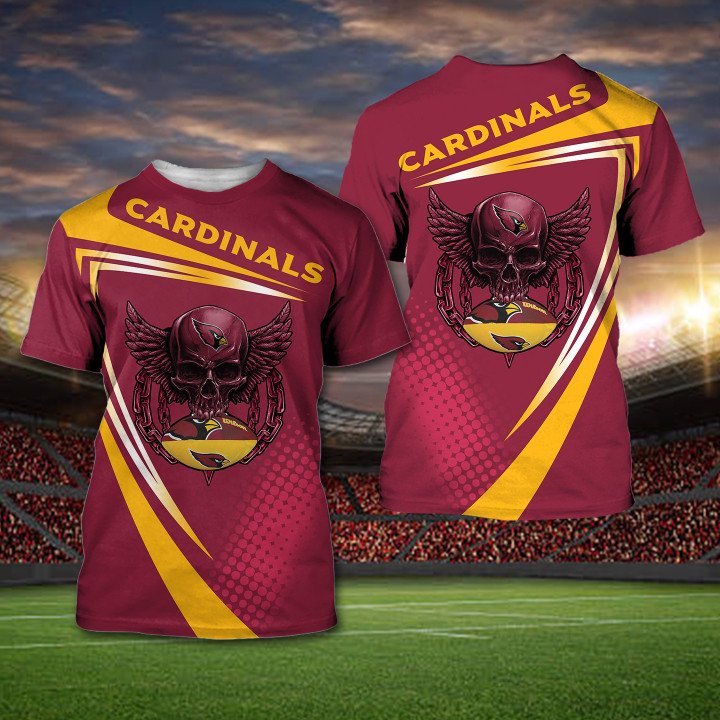 Arizona Cardinals NFL Skull Sporty 3D All Over Print Shirt