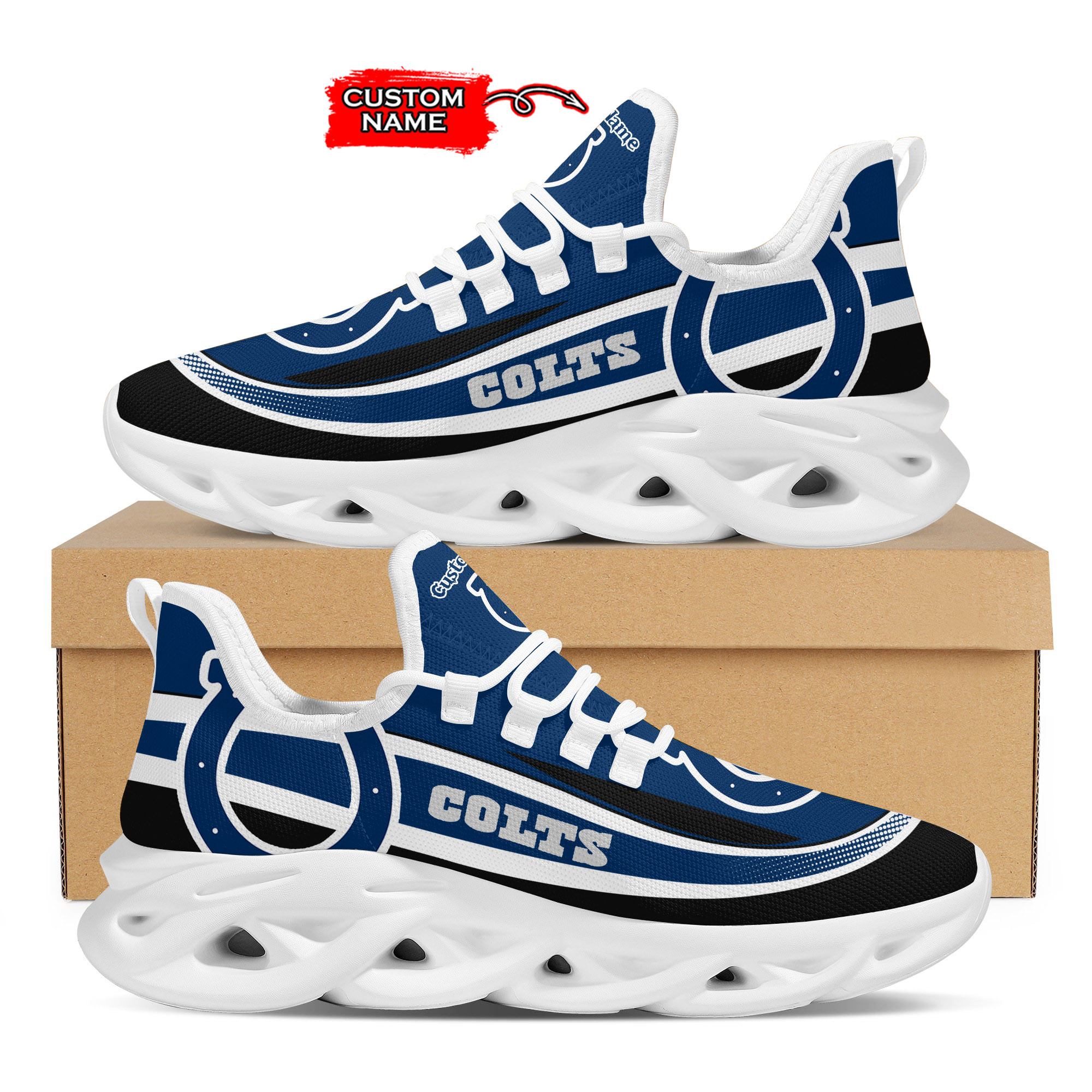 Indianapolis Colts Nfl Custom Name Clunky Max Soul Shoes Sneakers For Mens Womens Personalized Gifts