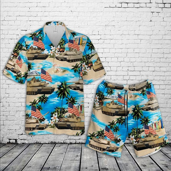 Abrams Battle Tank Flag Hawaiian Shirt Set For Men Women