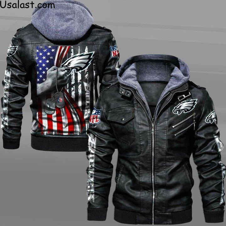 Perfect – Philadelphia Eagles Military Dog Tag Leather Jacket