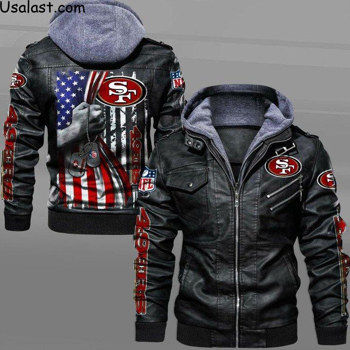 Saleoff San Francisco 49ers Military Dog Tag Leather Jacket