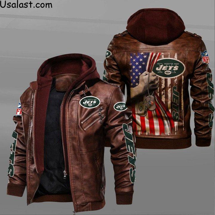 Top Finding New York Jets Military Dog Tag Leather Jacket