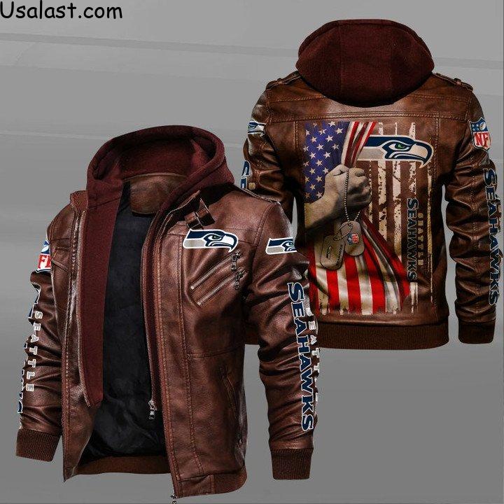 Nice Seattle Seahawks Military Dog Tag Leather Jacket