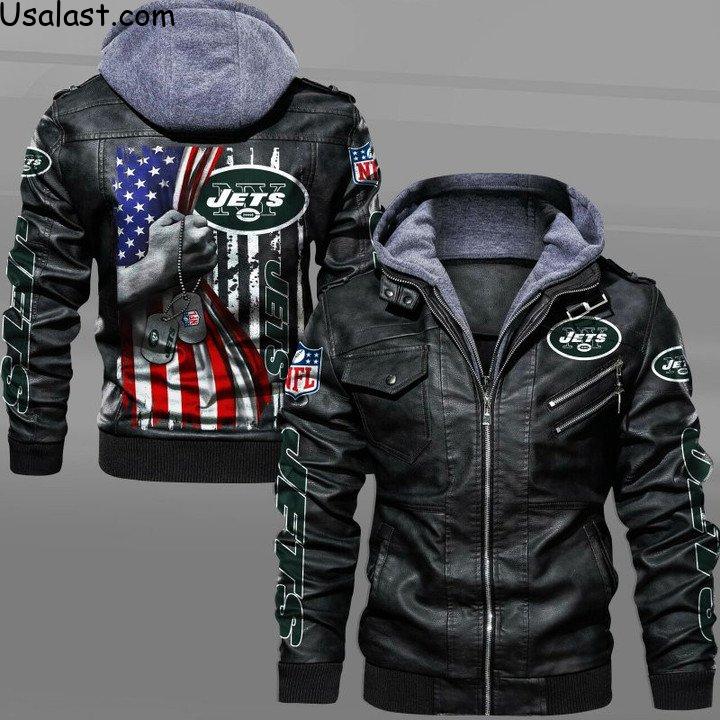 Awesome New York Giants Military Dog Tag Leather Jacket